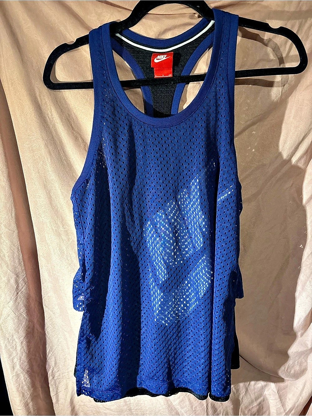 Nike Mesh Racerback Athletic Tank in Blue & Black Size Small